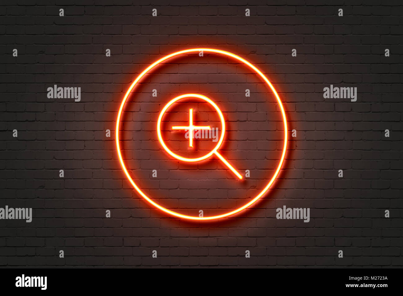Neon magnifying glass zoom in Stock Photo Alamy
