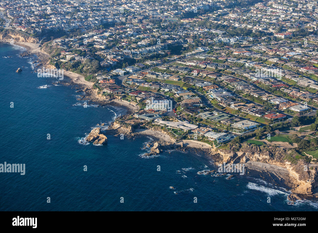 Aerial view of Laguna Beach coves in Southern California. Stock Photo