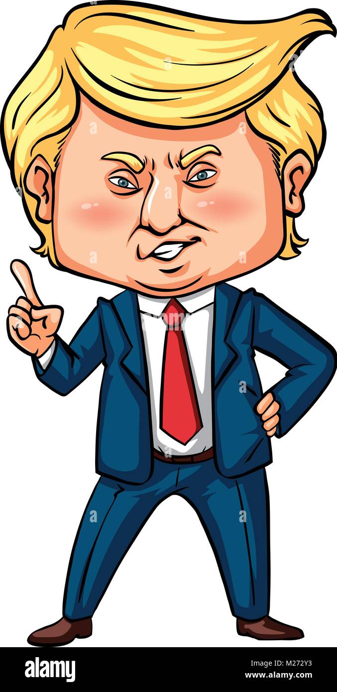 US president Trump with his finger pointing  illustration Stock Vector