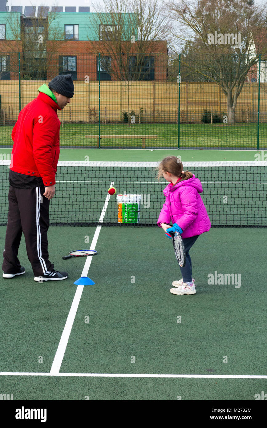 Children's tennis coaching session / lesson taking place on a fullsize