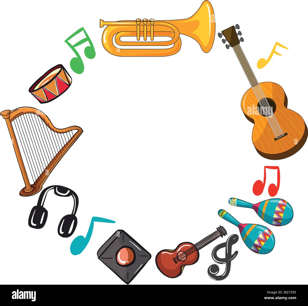 Border template with musical instruments illustration Stock Vector