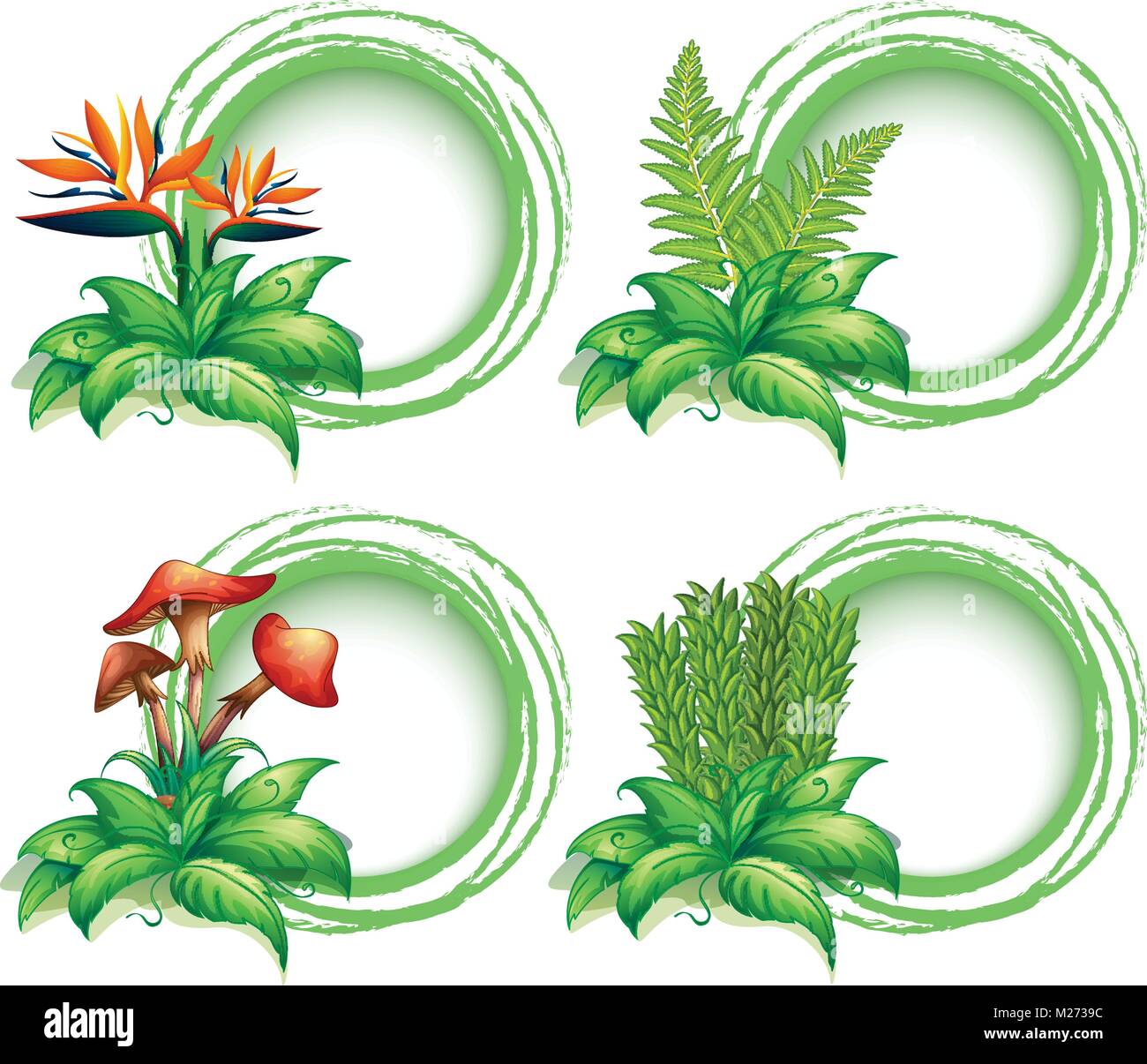 Border templates with leaves and flowers illustration Stock Vector ...