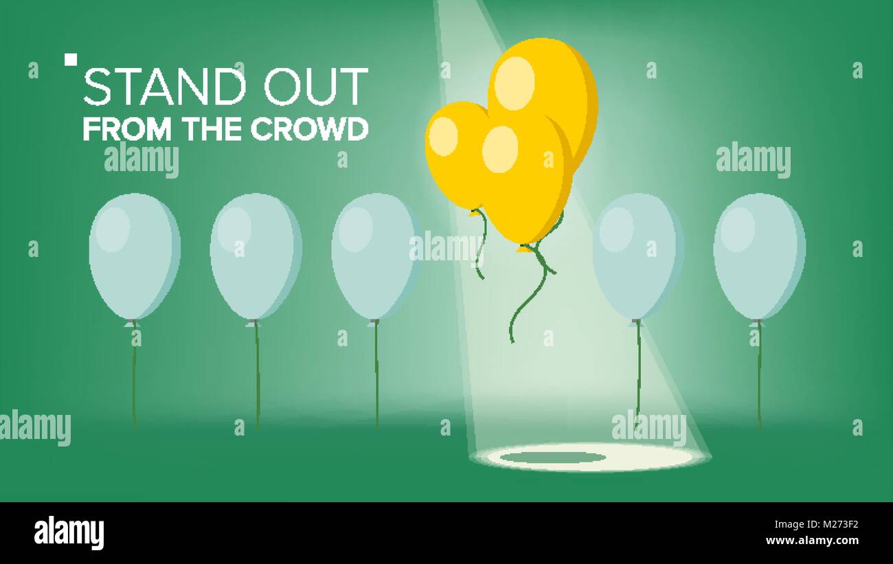 Stand Out From The Crowd Vector. Outstanding Balloon Different From Other. Business Success. Good Idea, Leadership. Flat Illustration Stock Vector