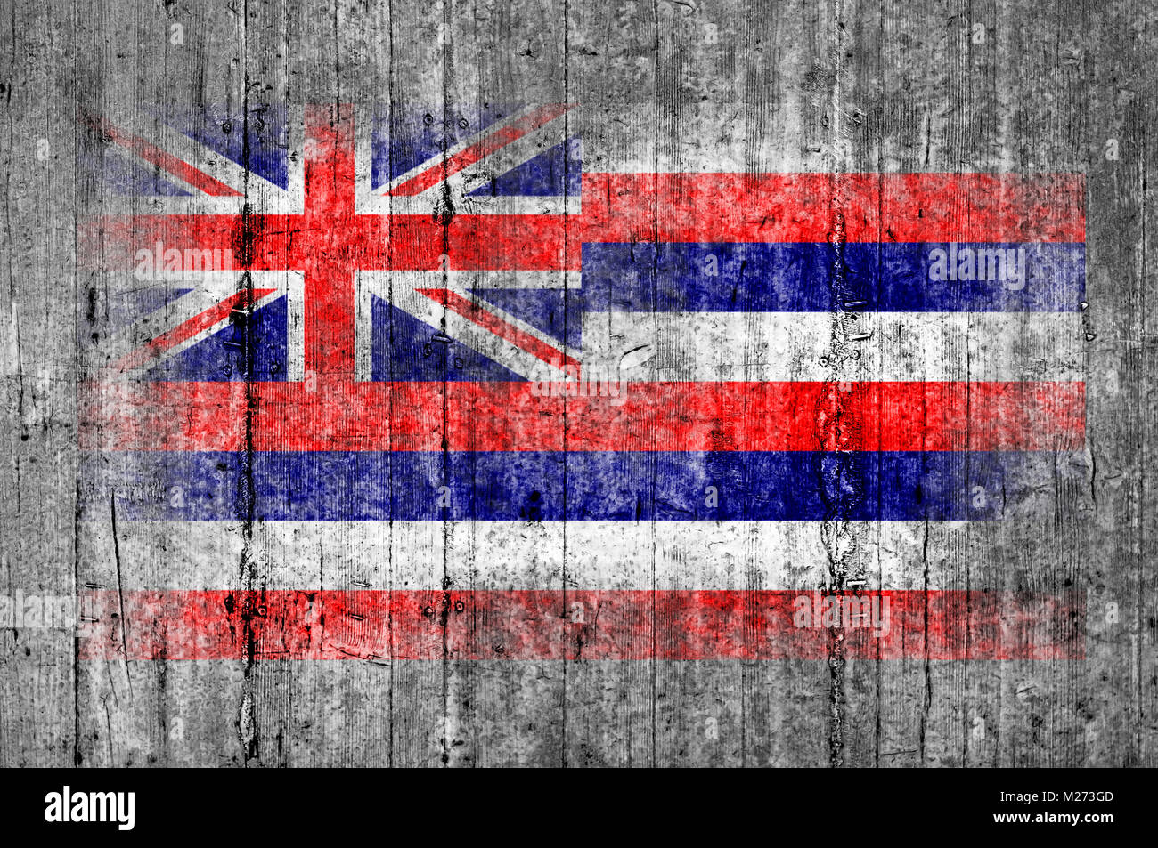 Hawaii flag painted on background texture gray concrete Stock Photo - Alamy