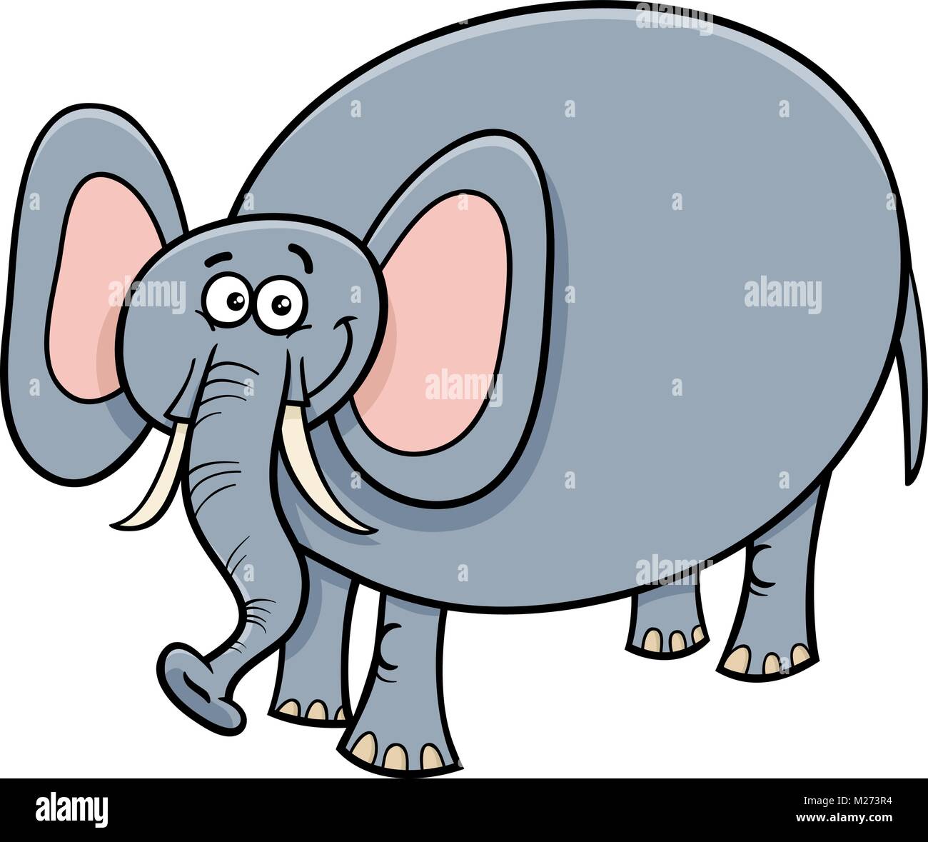 Cartoon Illustration of Cute Funny Elephant Animal Character Stock