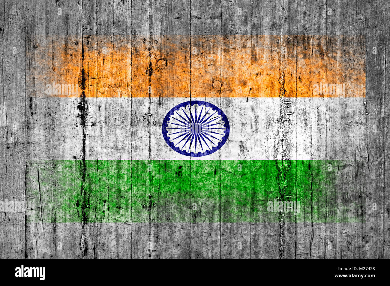 India flag painted on background texture gray concrete Stock Photo - Alamy