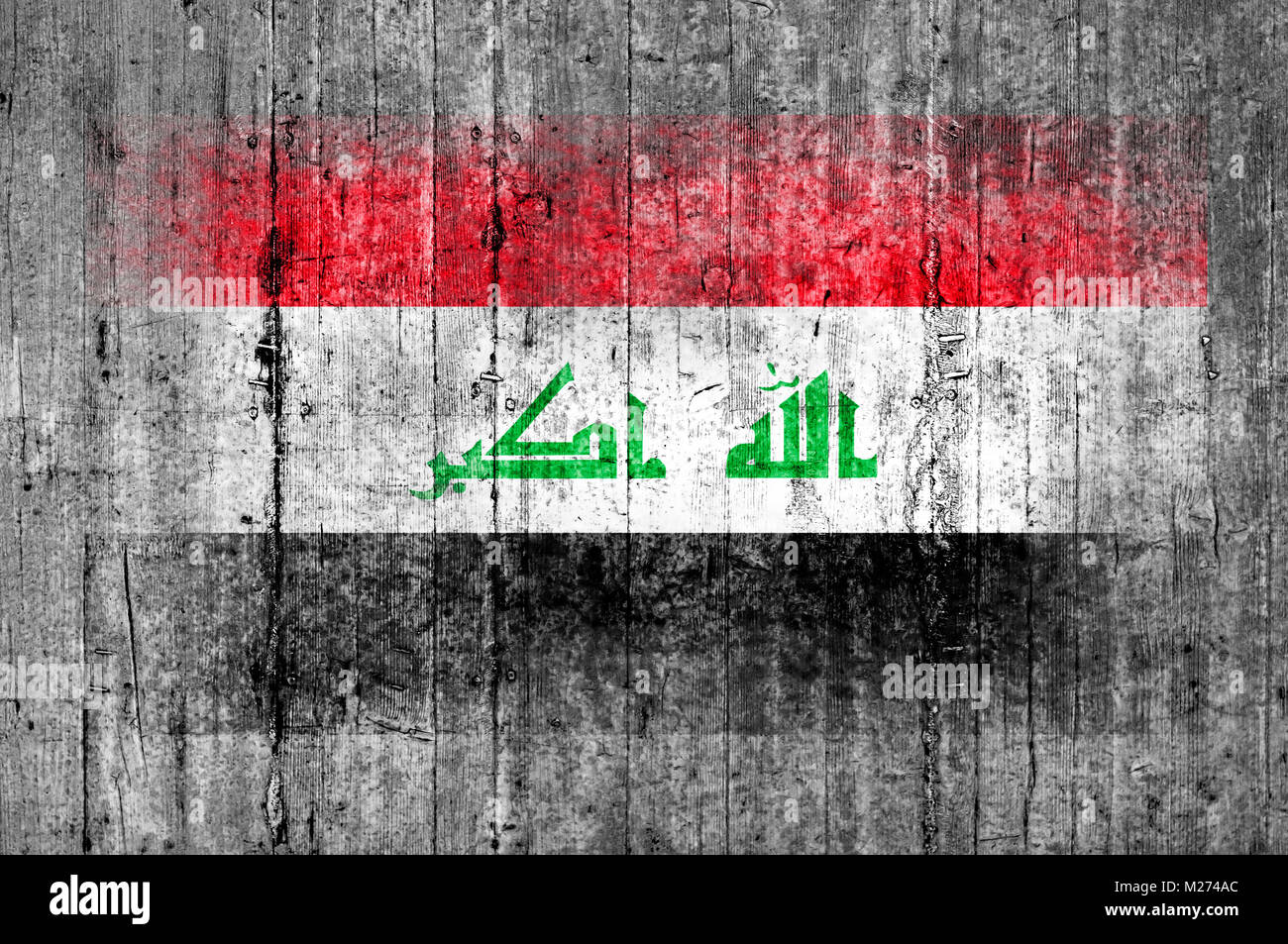 Iraq flag painted on background texture gray concrete Stock Photo