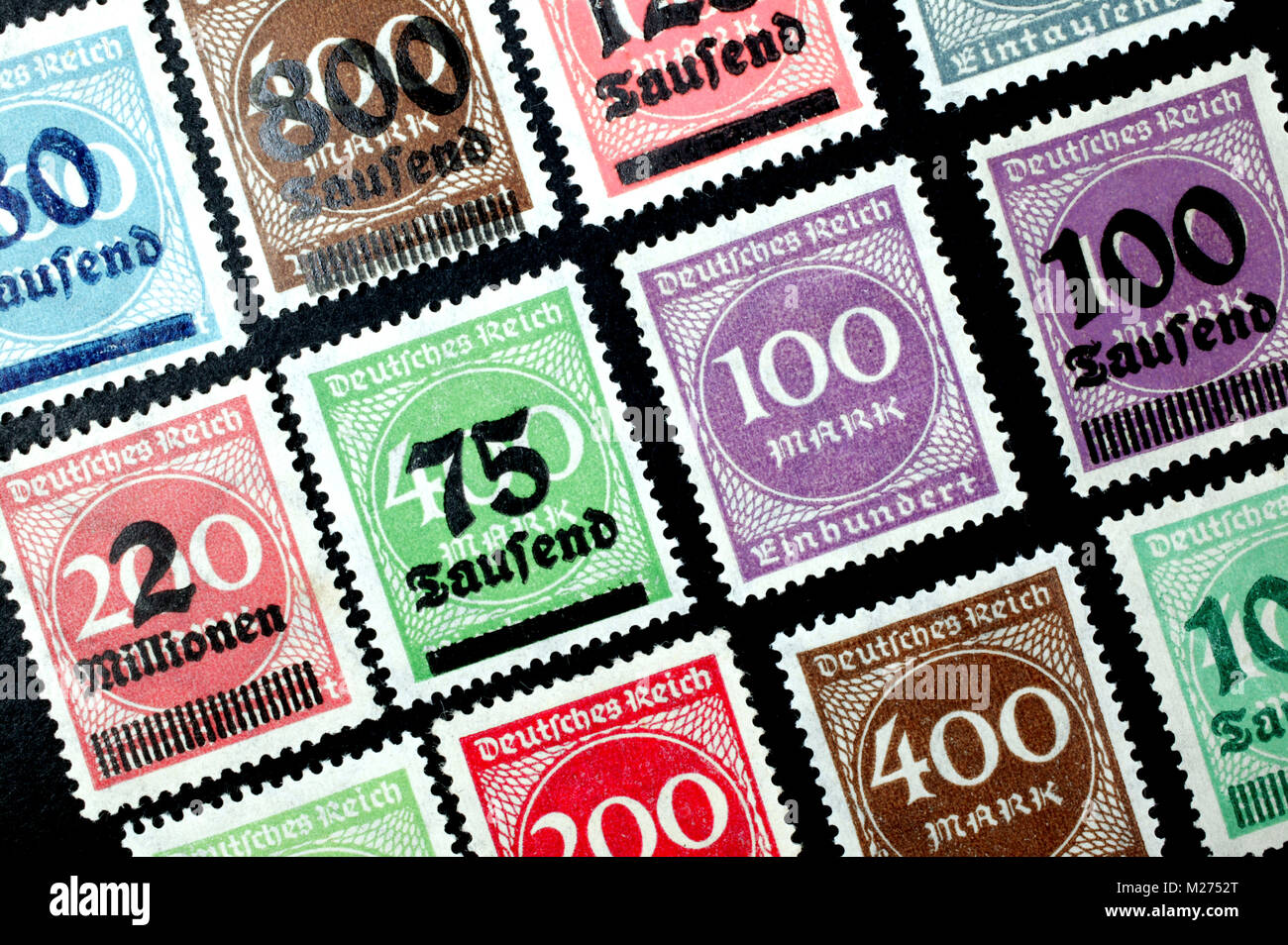 Inflation stamps, German Empire Stock Photo