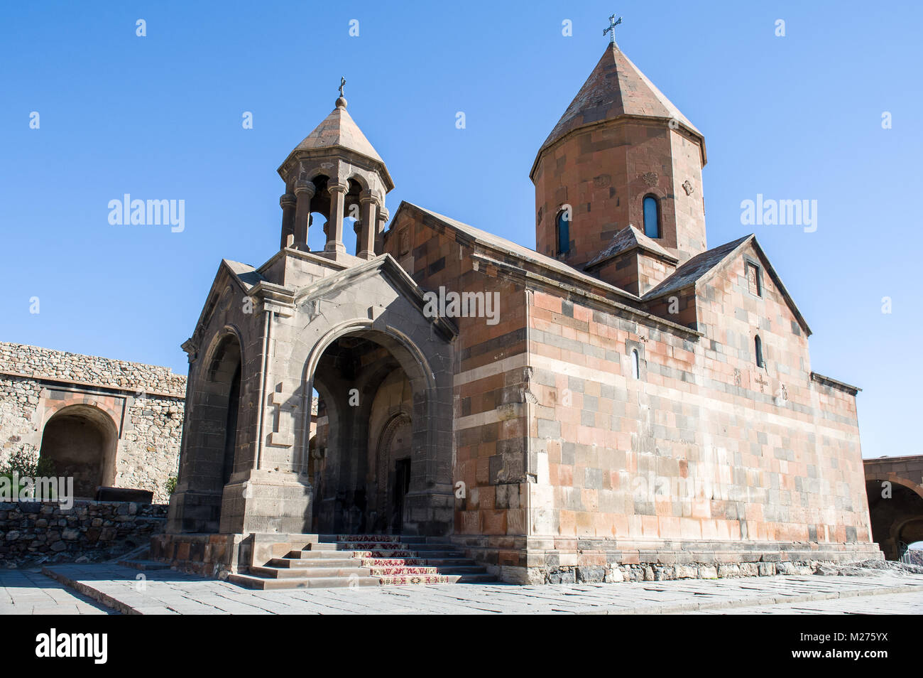 The Khor Virap, meaning deep pit or 'deep well' is an Armenian Apostolic Church monastery located in the Ararat valley in Armenia. Stock Photo