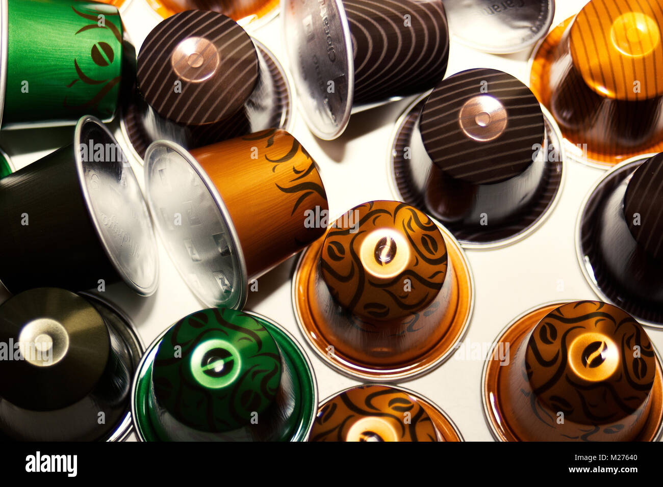 various new limited edition colorful nespresso coffee pods capsules on white background Stock Photo Alamy