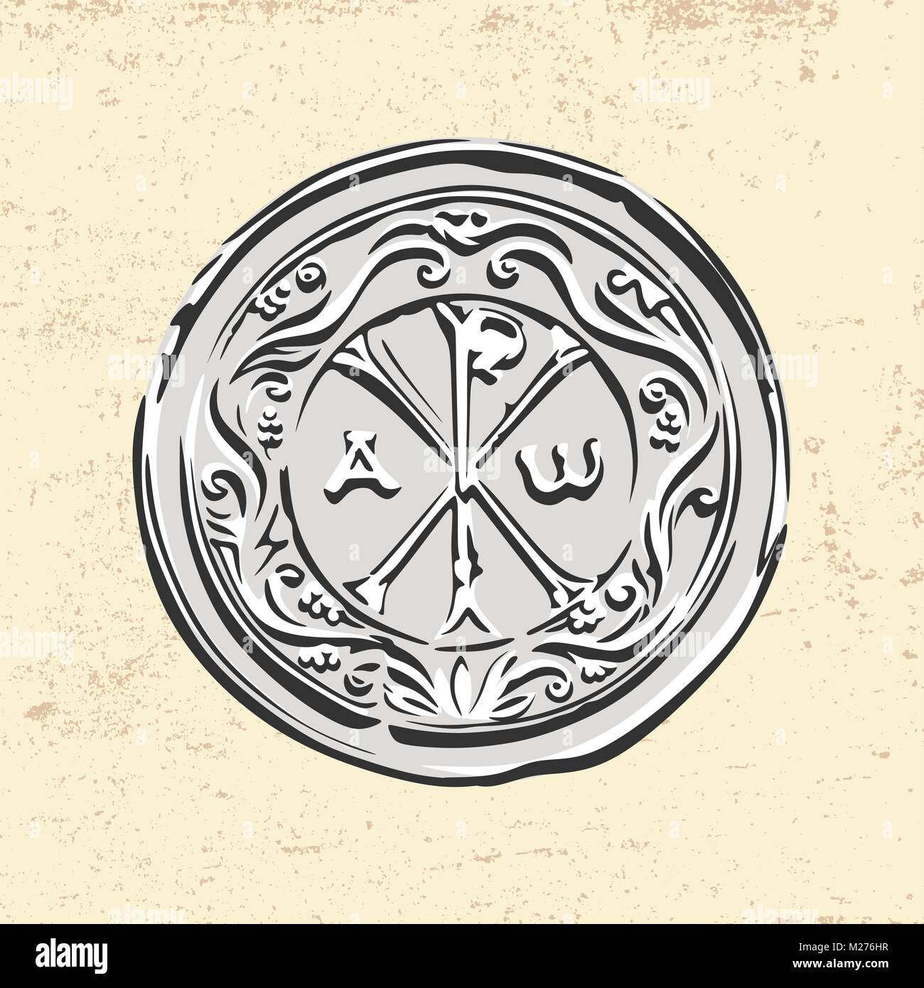Ancient Christian symbol of Jesus Christ. Alpha and Omega Stock Vector Image & Art Alamy