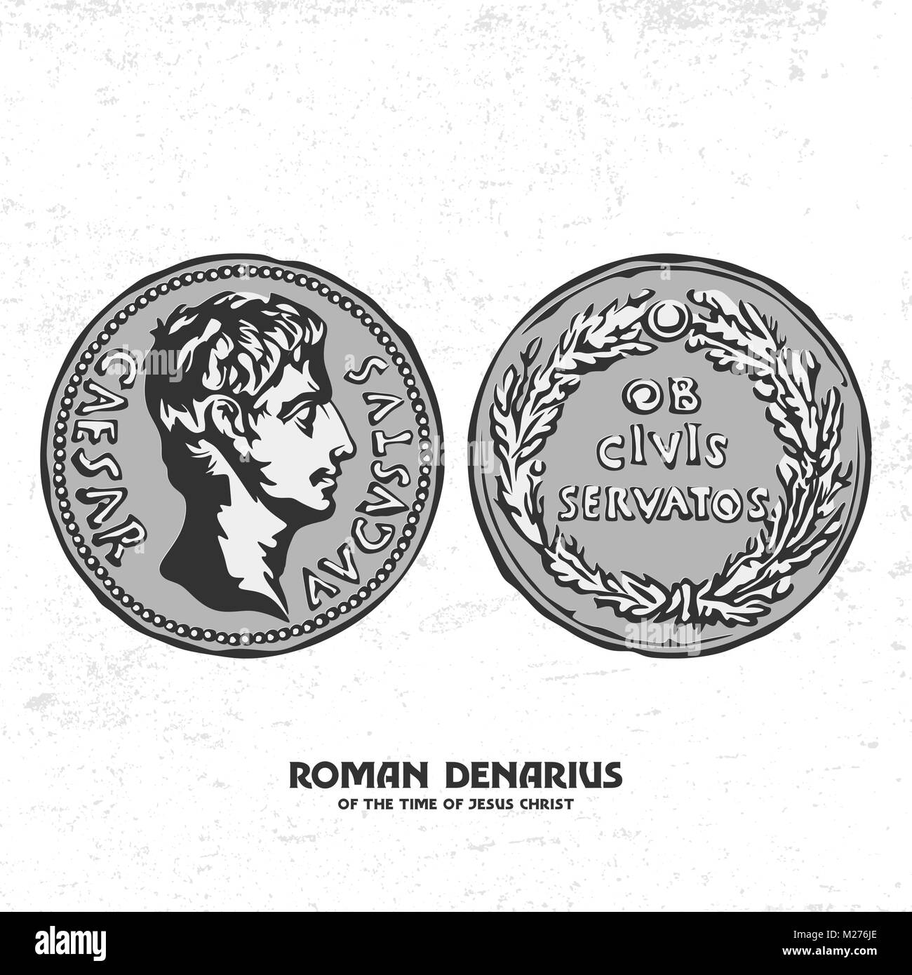 Ancient coin. Roman denarius of the time of Jesus Christ Stock Vector