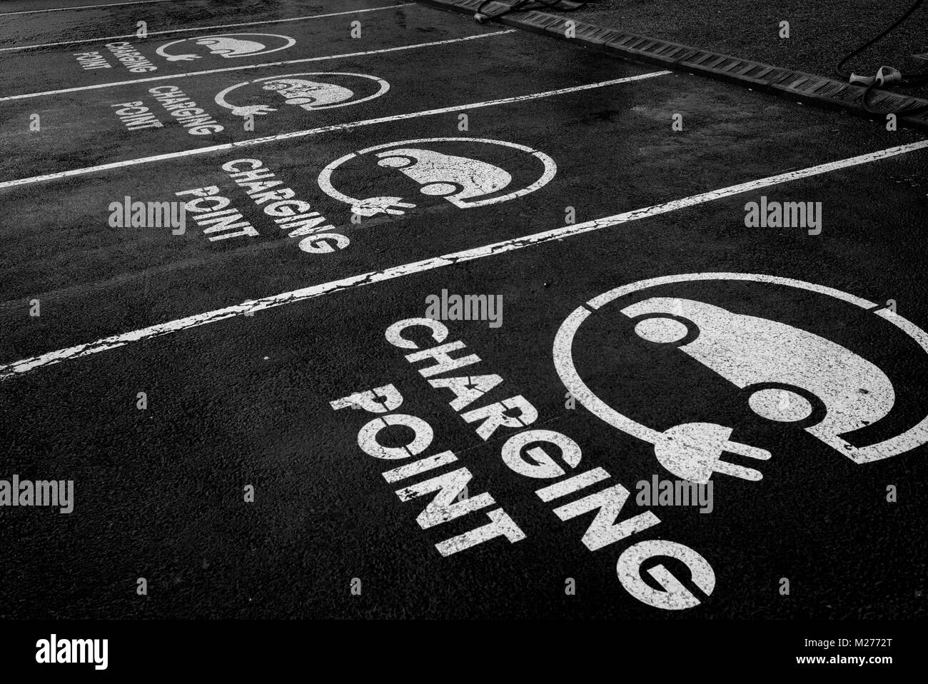 Electric Car charging point at Eurotunnel car park,Calais France
