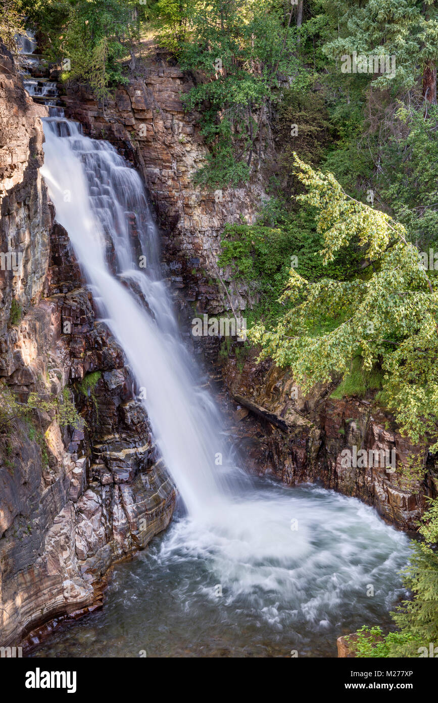 Marysville Falls on Mark Creek in village of Marysville near Kimberley, East Kootenay Region, British Columbia, Canada Stock Photo
