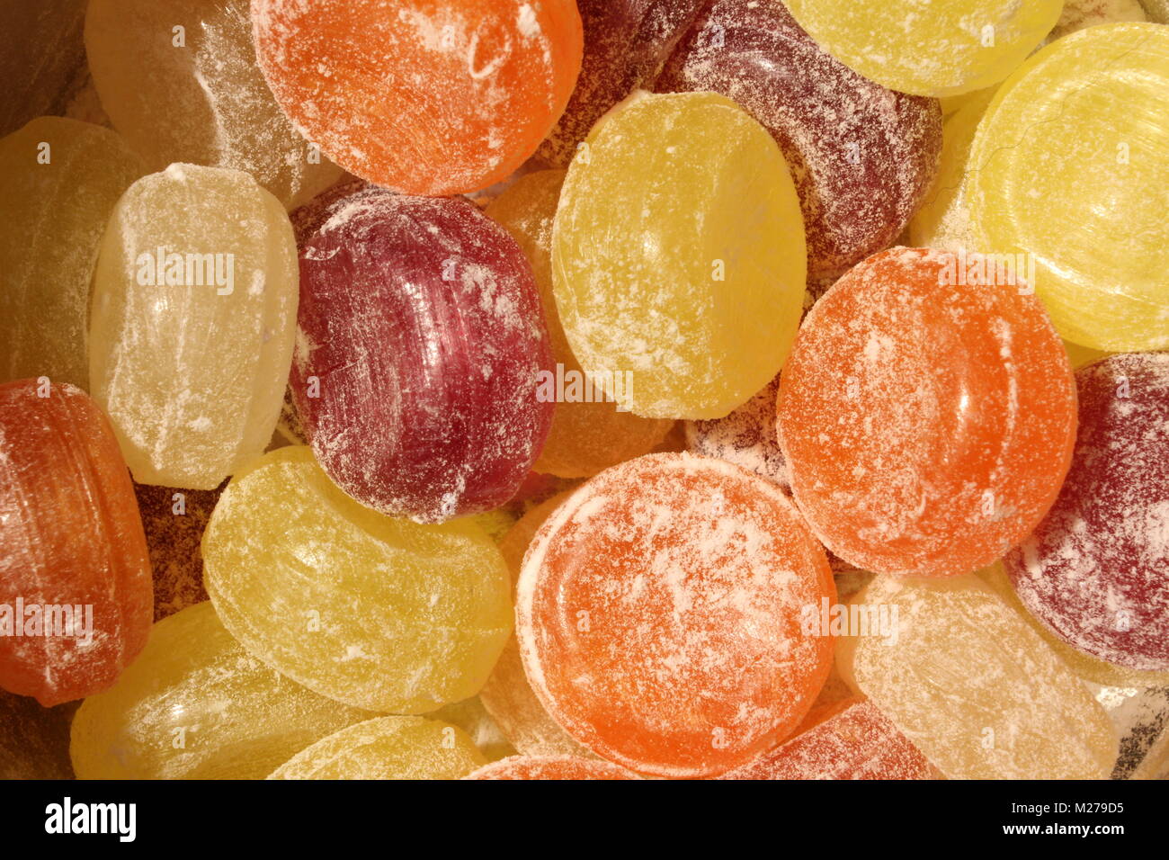 Sugar sweets close up candy in a tin Stock Photo