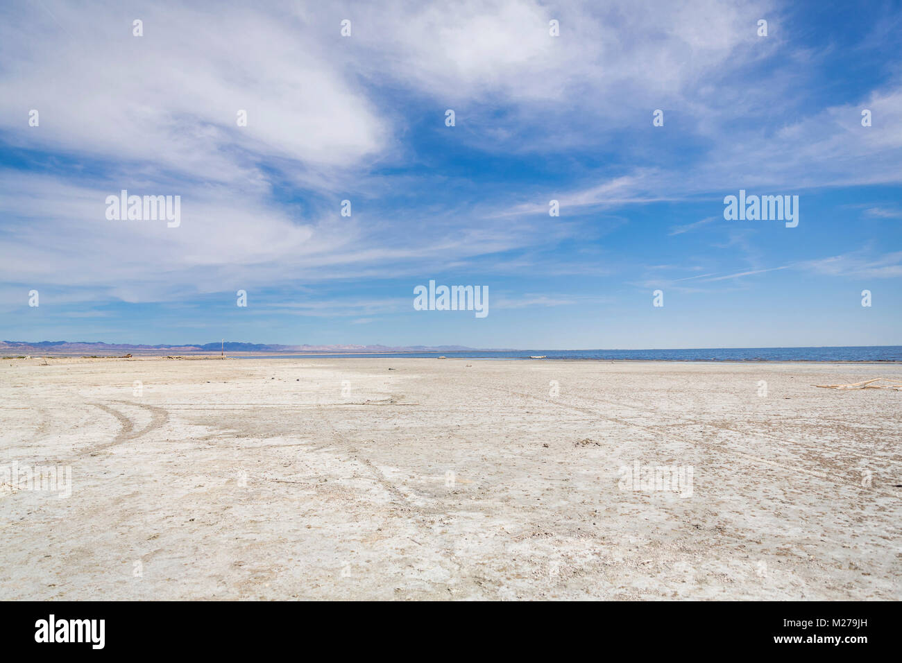 The Salton SeaDried Seabed at The Salton Sea, Bombay Beach, California Stock Photo