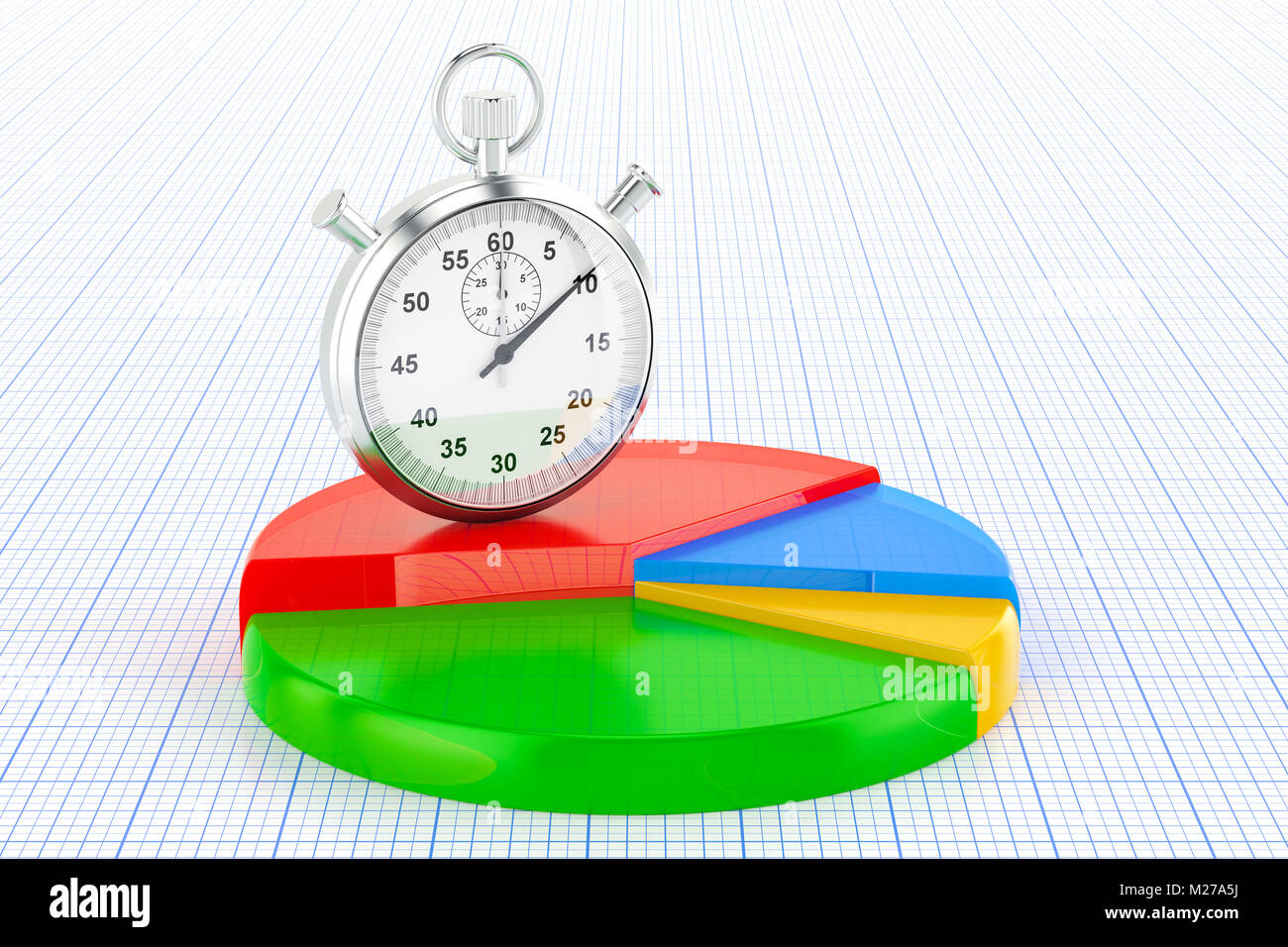 Time management concept. Colored pie chart with chronometer, 3D ...