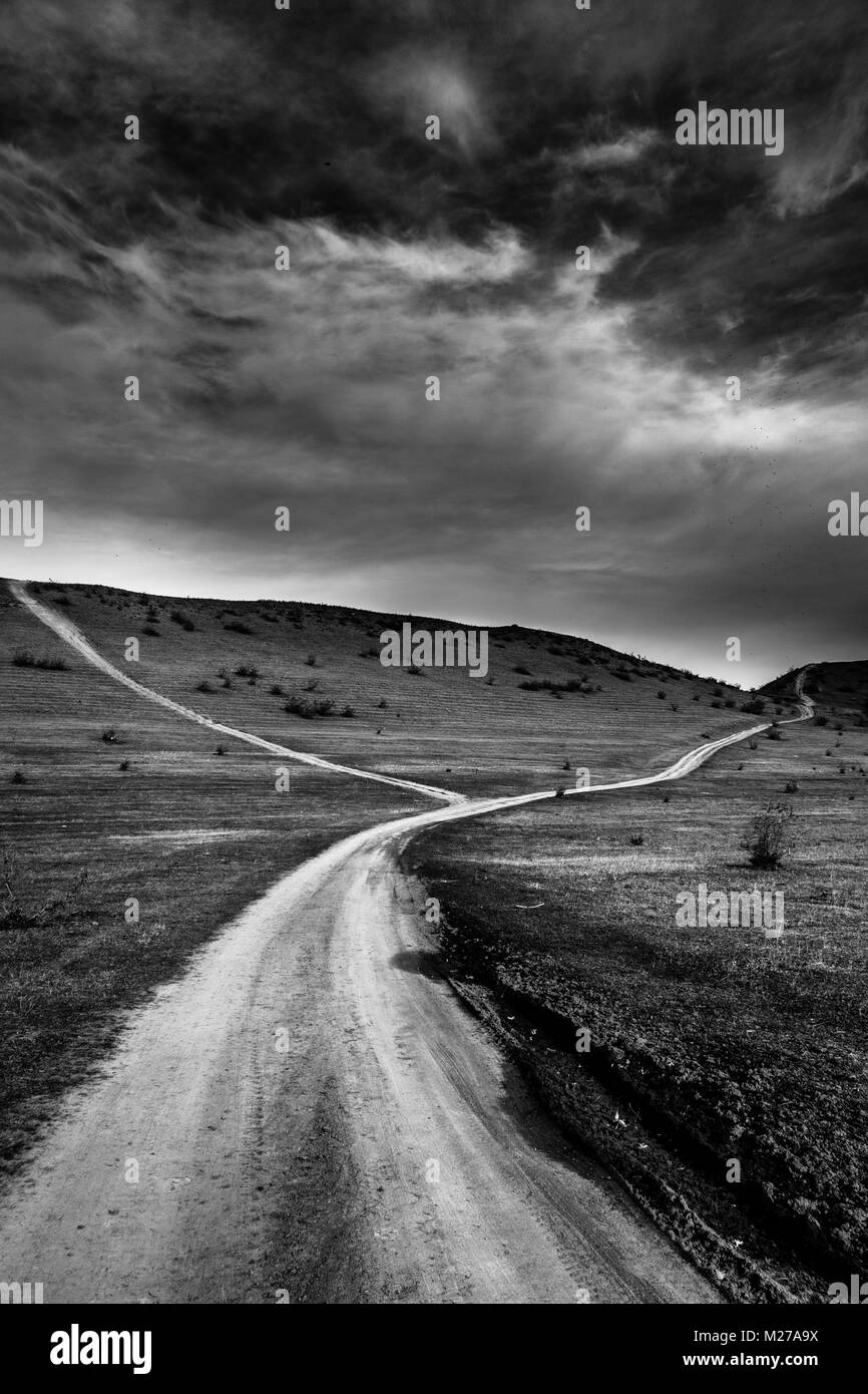 Black and White landscapes.. choose your way.. Stock Photo