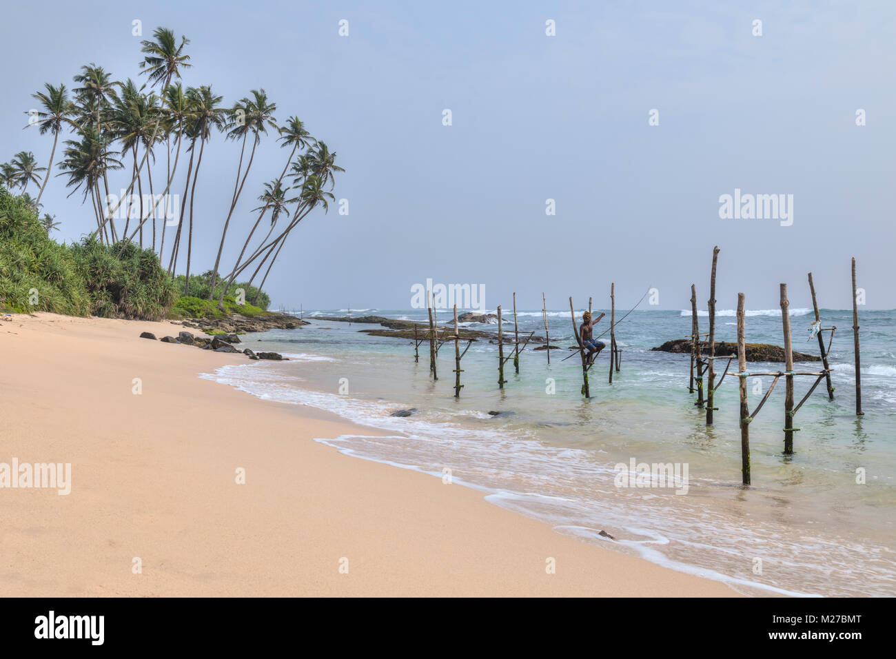 Stilt Fishermen, Ahangama, Mirissa, Sri Lanka, Asia Stock Photo