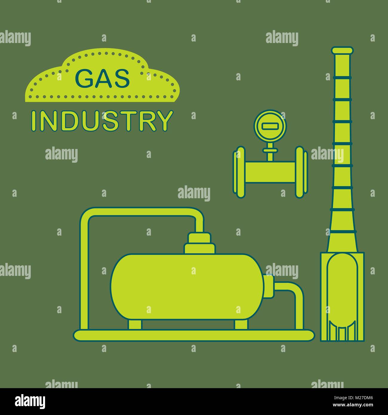 Gas processing plant. Industrial gas meter. Design for announcement