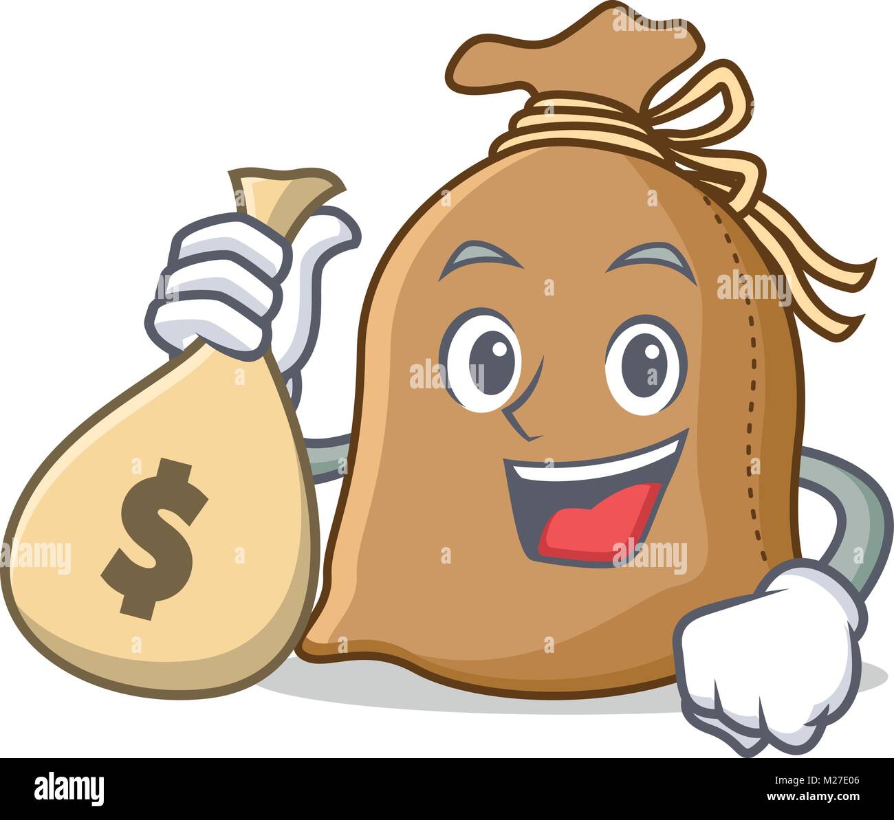 With Money Bag Sack Character Cartoon Style Stock Vector Image & Art 