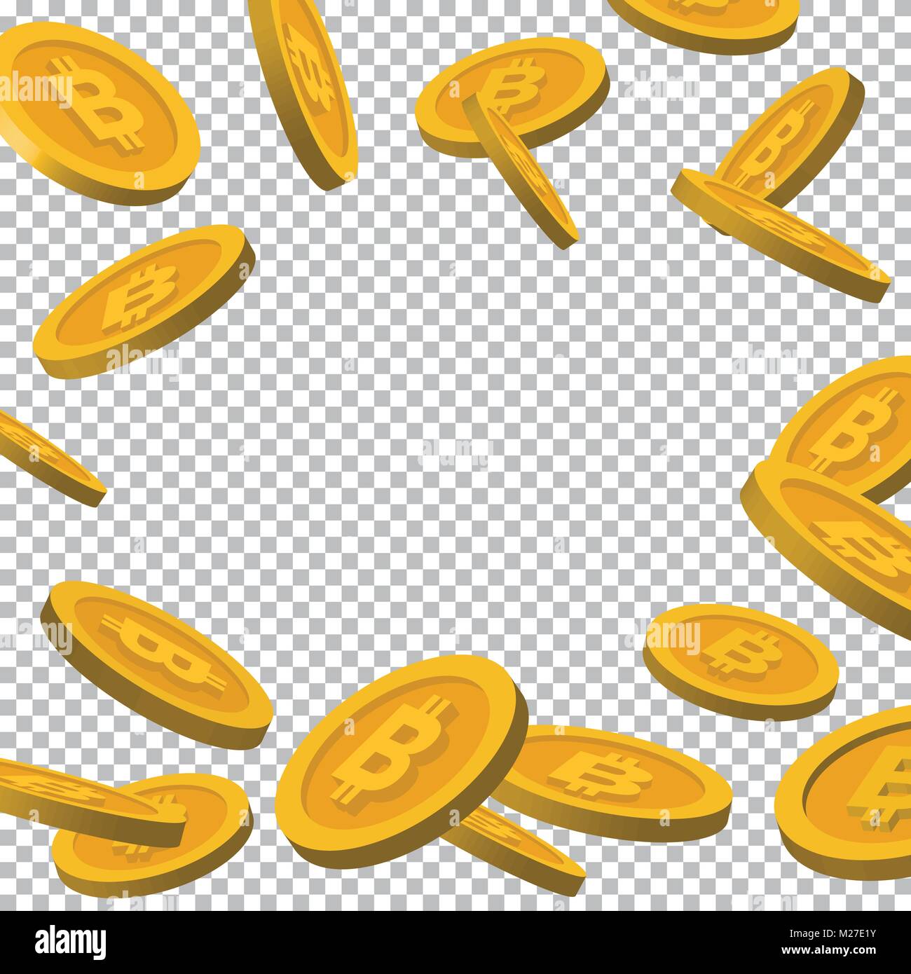 Falling Golden Bitcoin Objects. Blockchain technology for cryptocurrency.  Letter B coins vector illustration Stock Vector Image & Art - Alamy