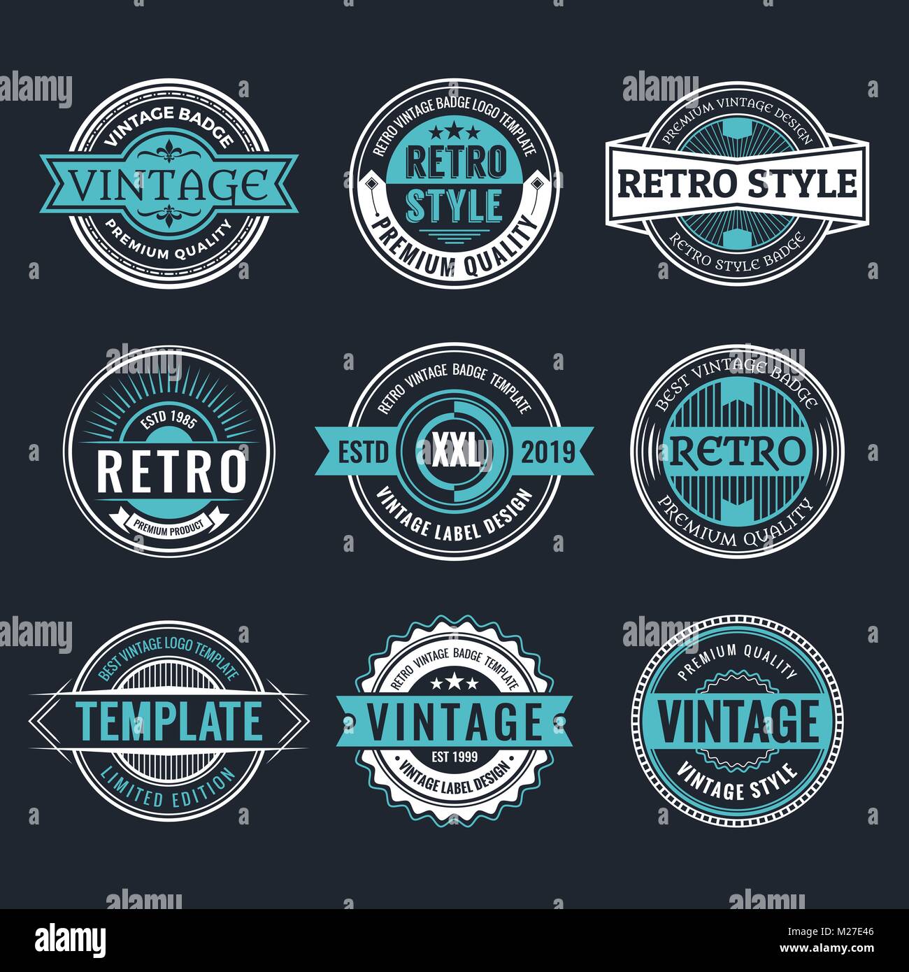 Circle Vintage and Retro Badge Design Collection. Vector illustration ...
