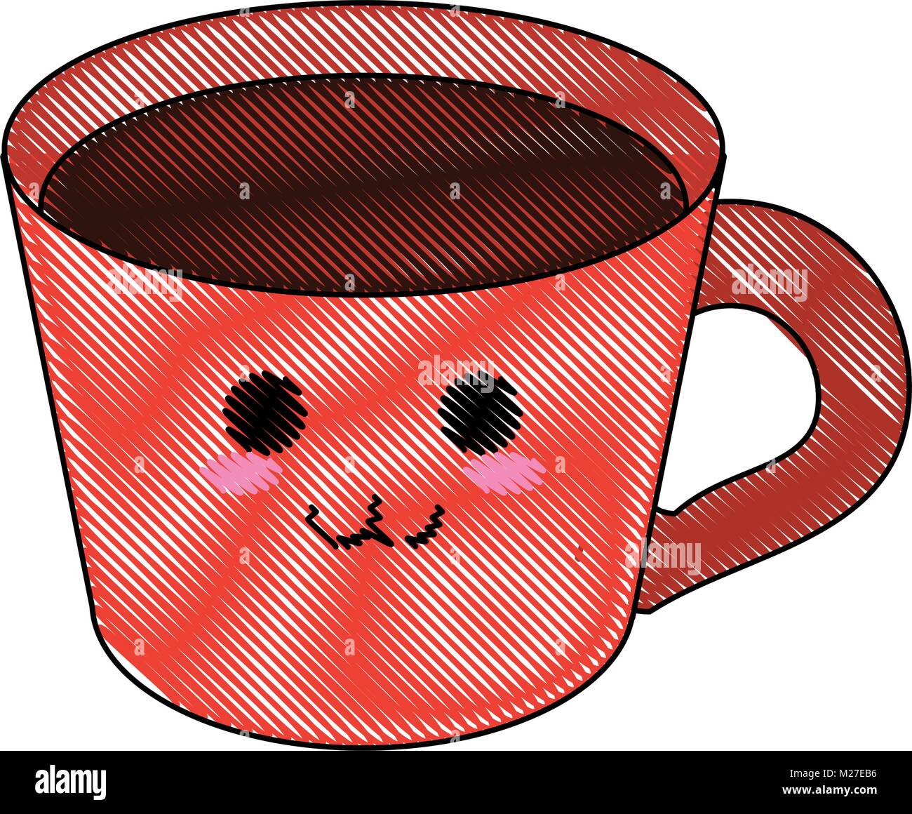 Delicious coffee cup cute kawaii cartoon Vector Image