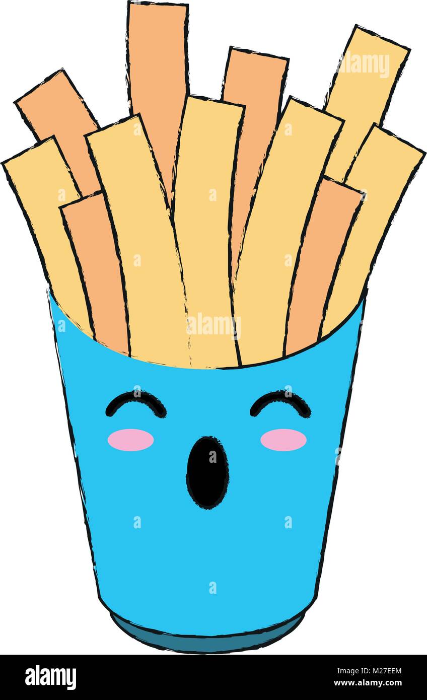 French fries fast food cute kawaii cartoon Stock Vector Image & Art - Alamy