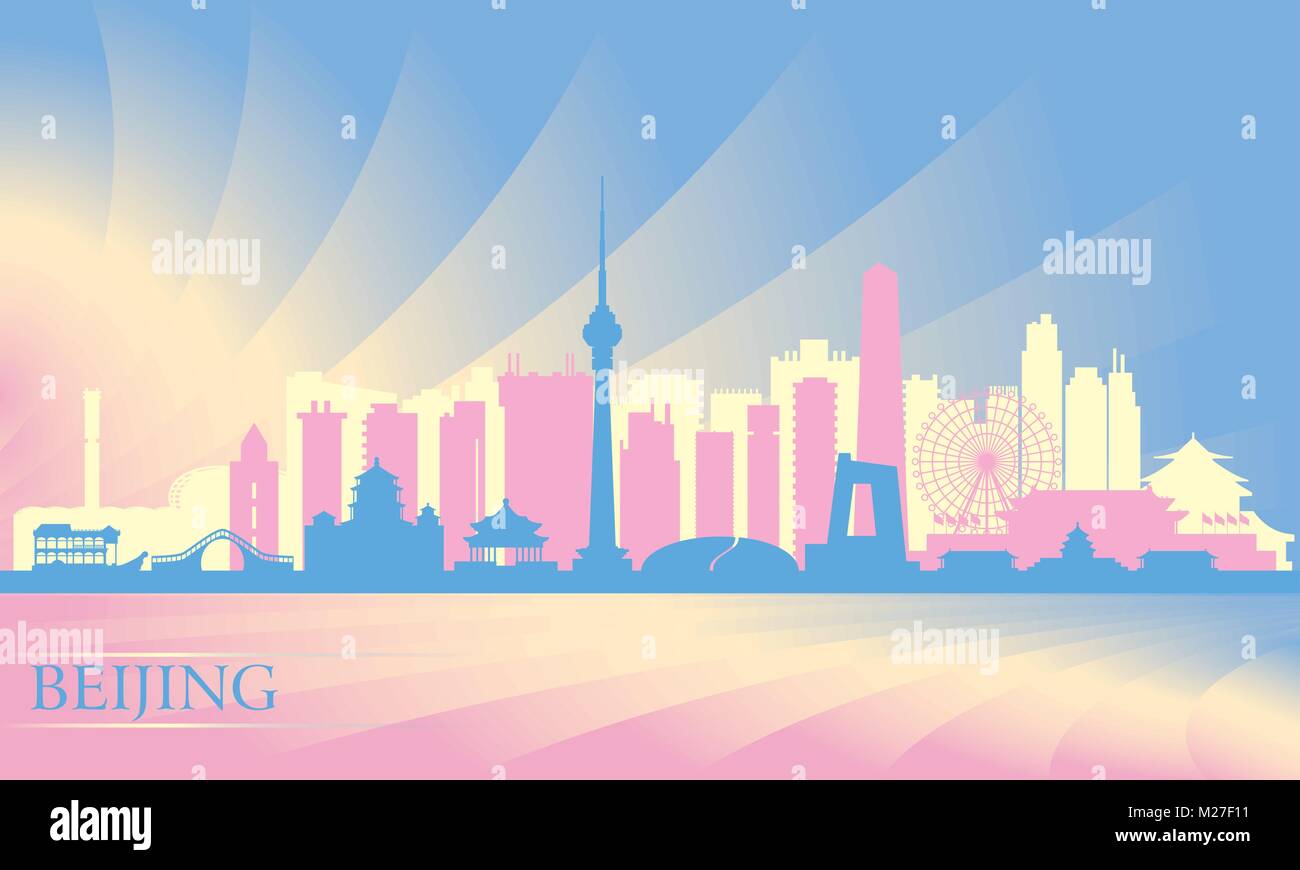 Beijing city skyline. Vector silhouette illustration Stock Vector