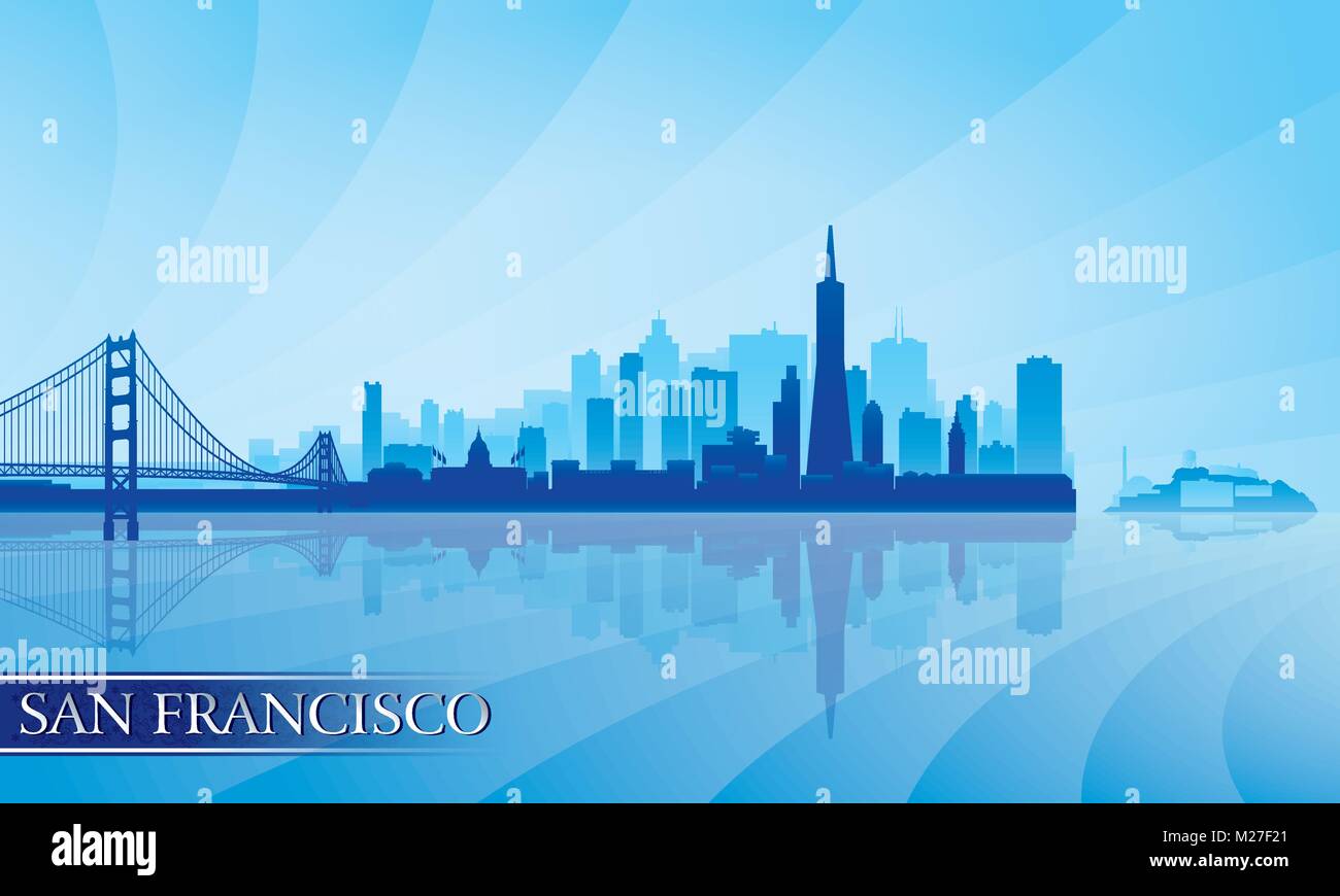 San Francisco city skyline silhouette background. Vector illustration Stock Vector