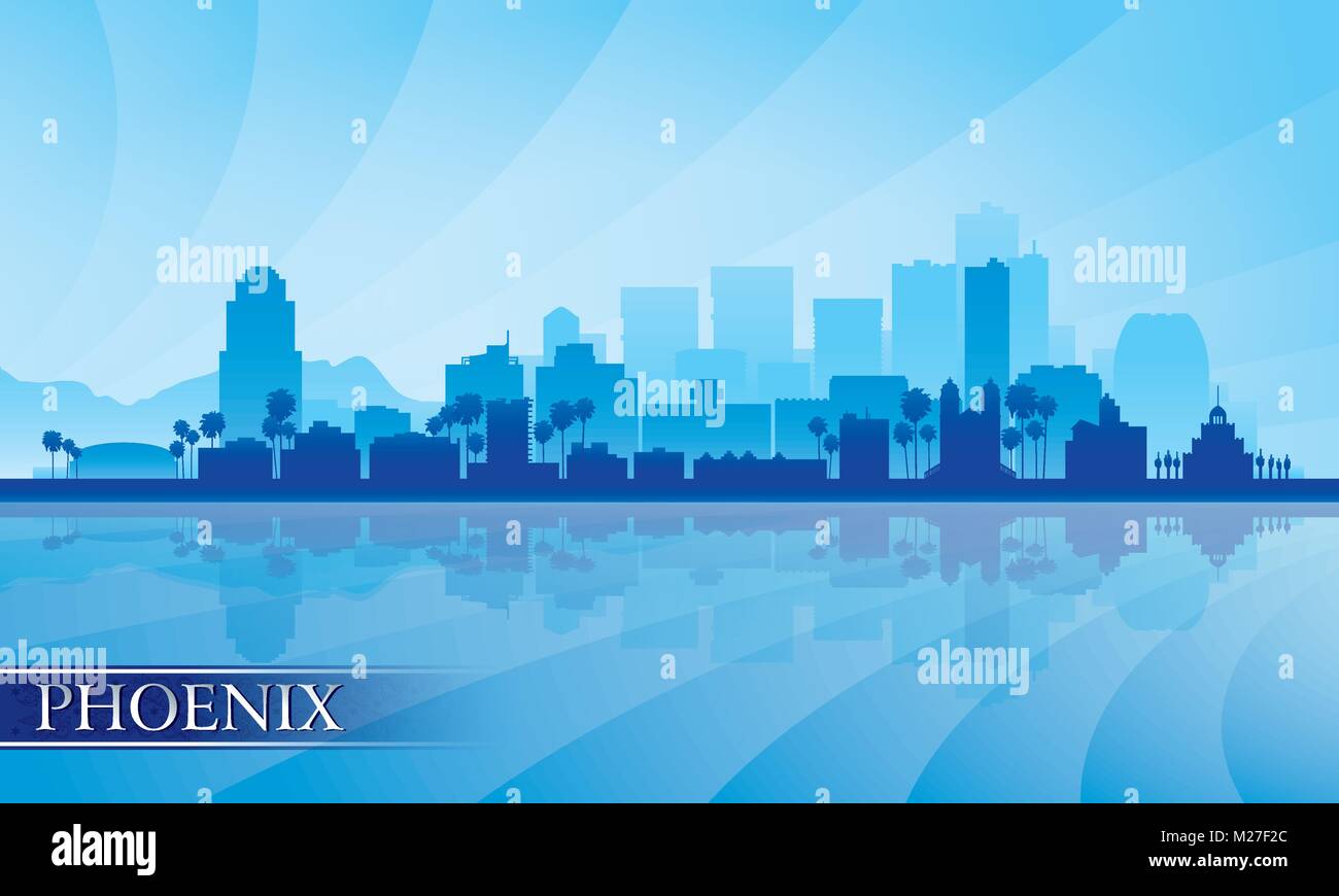 Phoenix city skyline silhouette background. Vector illustration Stock Vector
