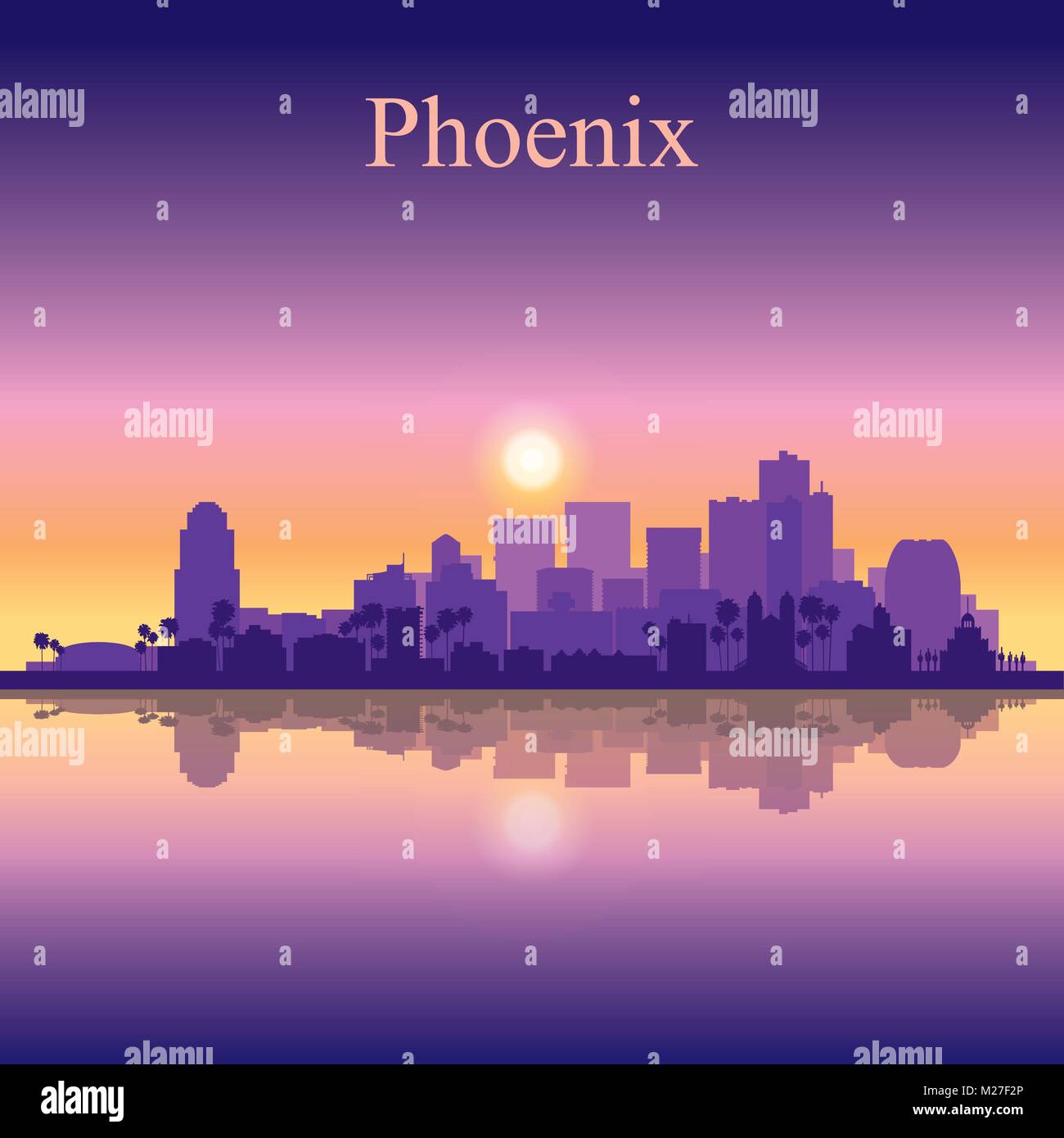 Phoenix city skyline silhouette background, vector illustration Stock Vector