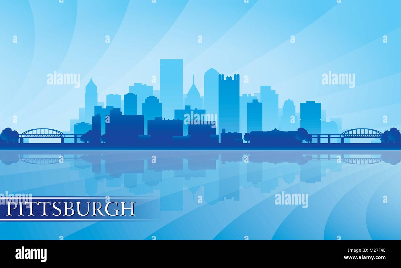 Pittsburgh city skyline silhouette background. Vector illustration