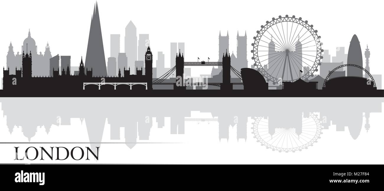 London city skyline silhouette background, vector illustration Stock