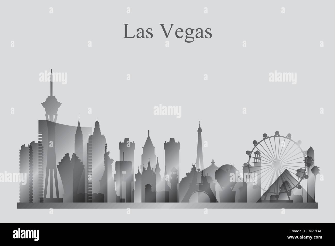 Las Vegas city skyline silhouette in grayscale, vector illustration Stock  Vector Image & Art - Alamy