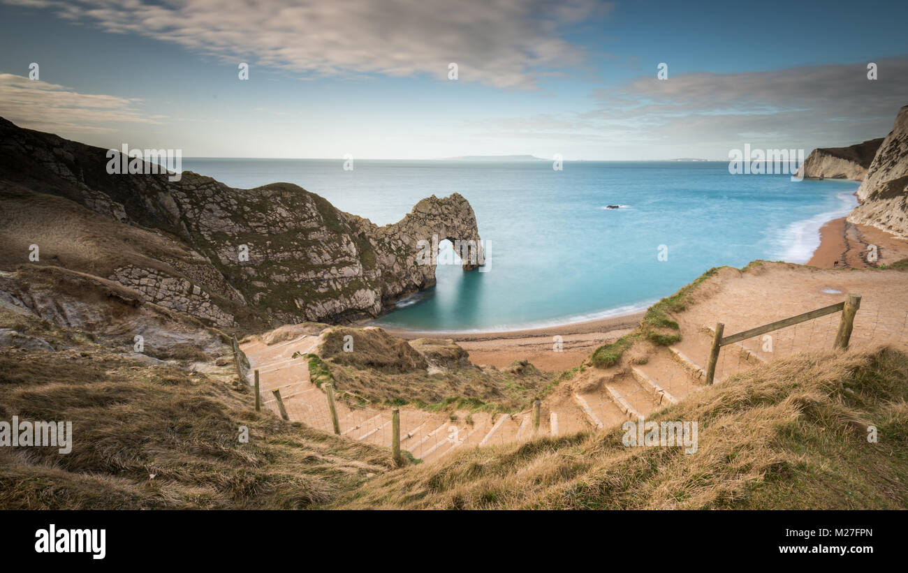 Durdle Door a natural limestone arch on the Jurassic Coast in Dorset Stock Photo