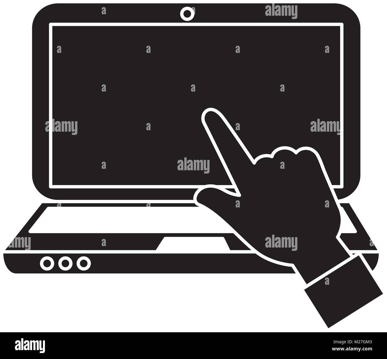 Vector Hands Using Computer laptop computer with hand human vector illustration design Stock Vector ...