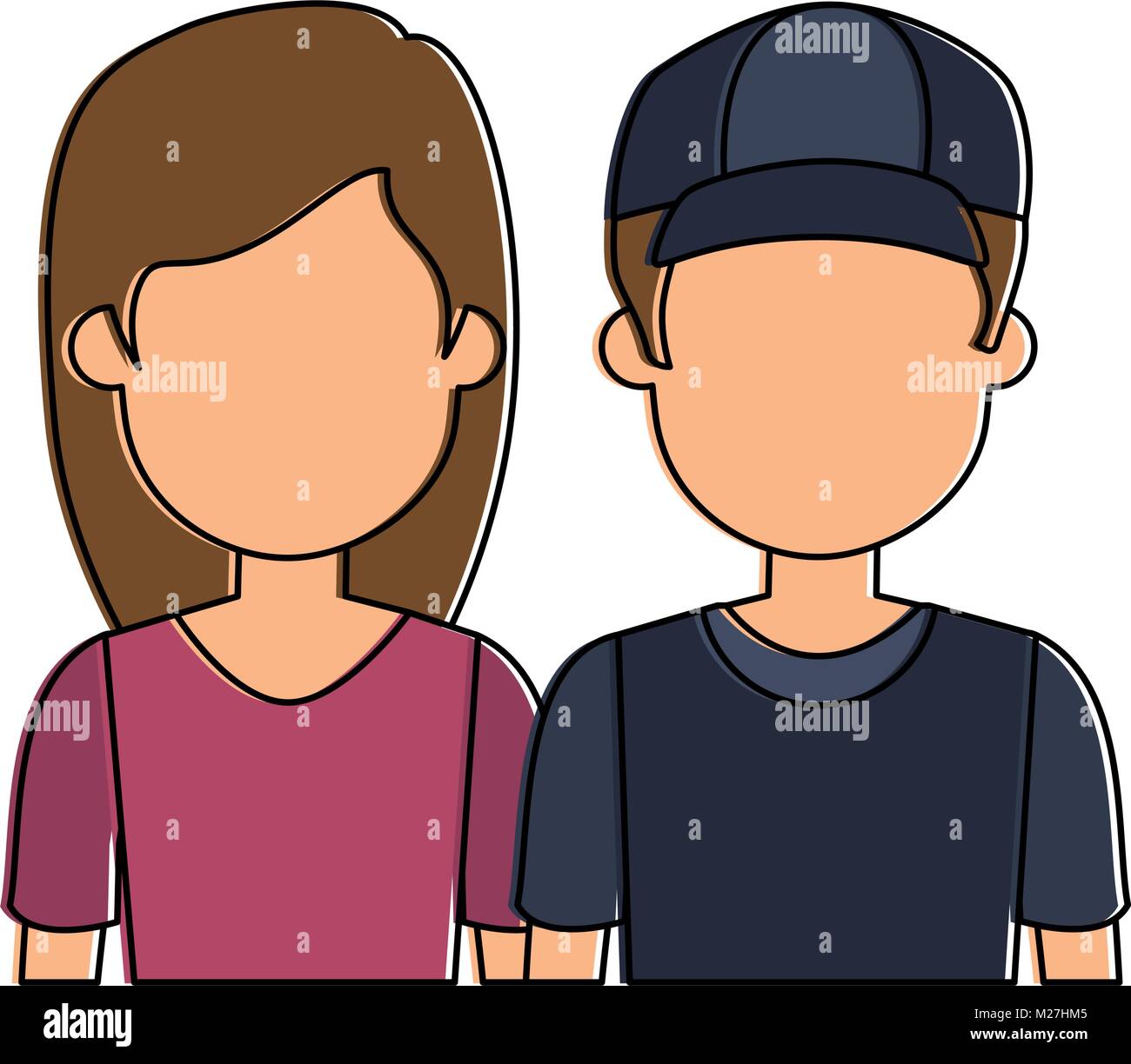 lovers couple avatars characters vector illustration design Stock ...
