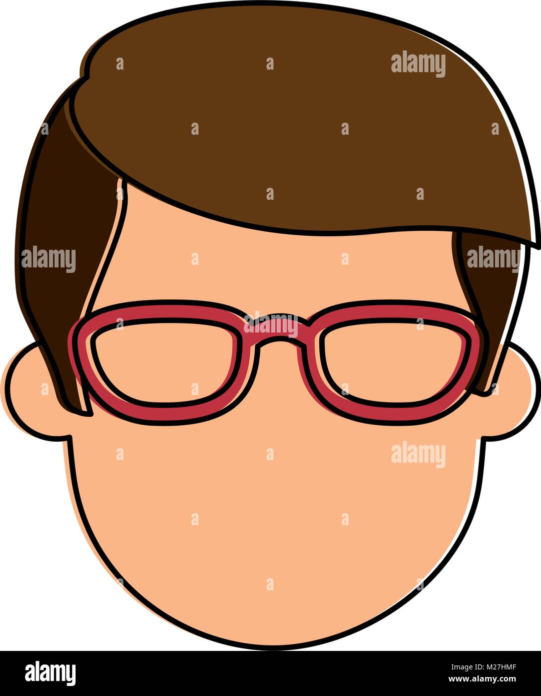 young man head with glasses avatar character vector illustration design ...