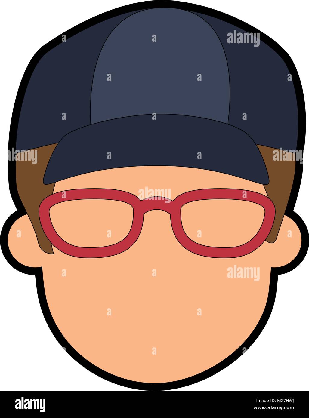 young man head with glasses avatar character vector illustration design ...