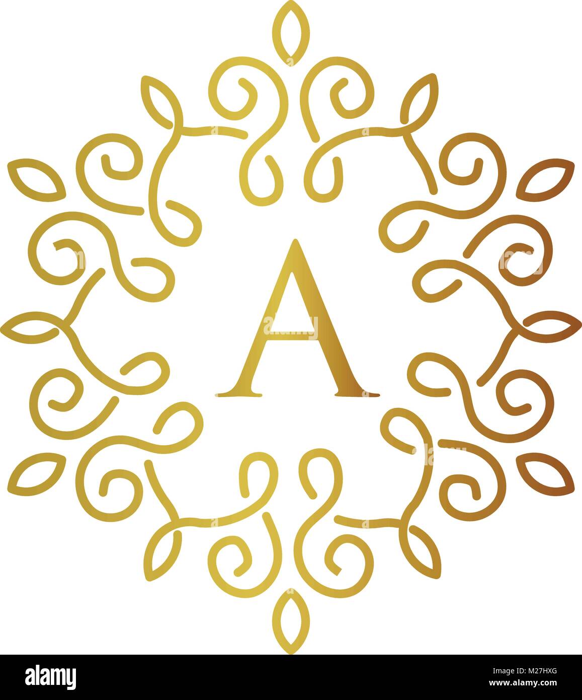 modern and luxury vector elegant letter A with gold frame  design Stock Vector