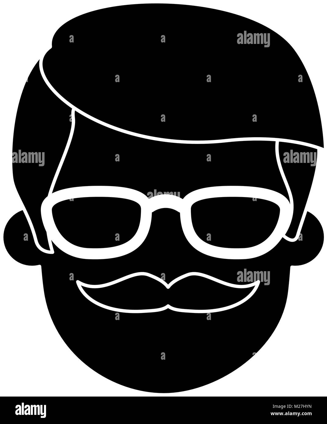 young man head with glasses avatar character vector illustration design ...