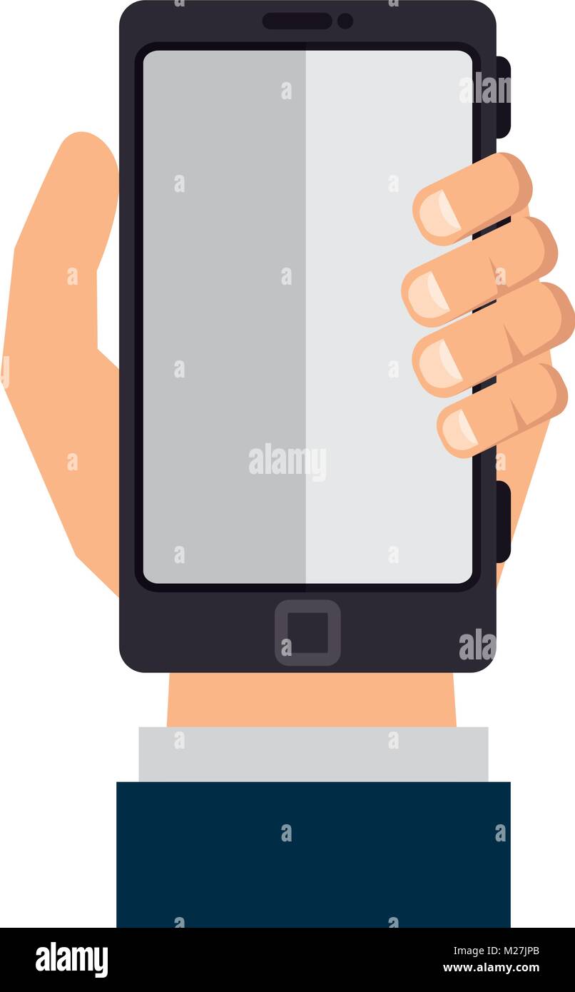 hand human with smartphone device vector illustration design Stock ...