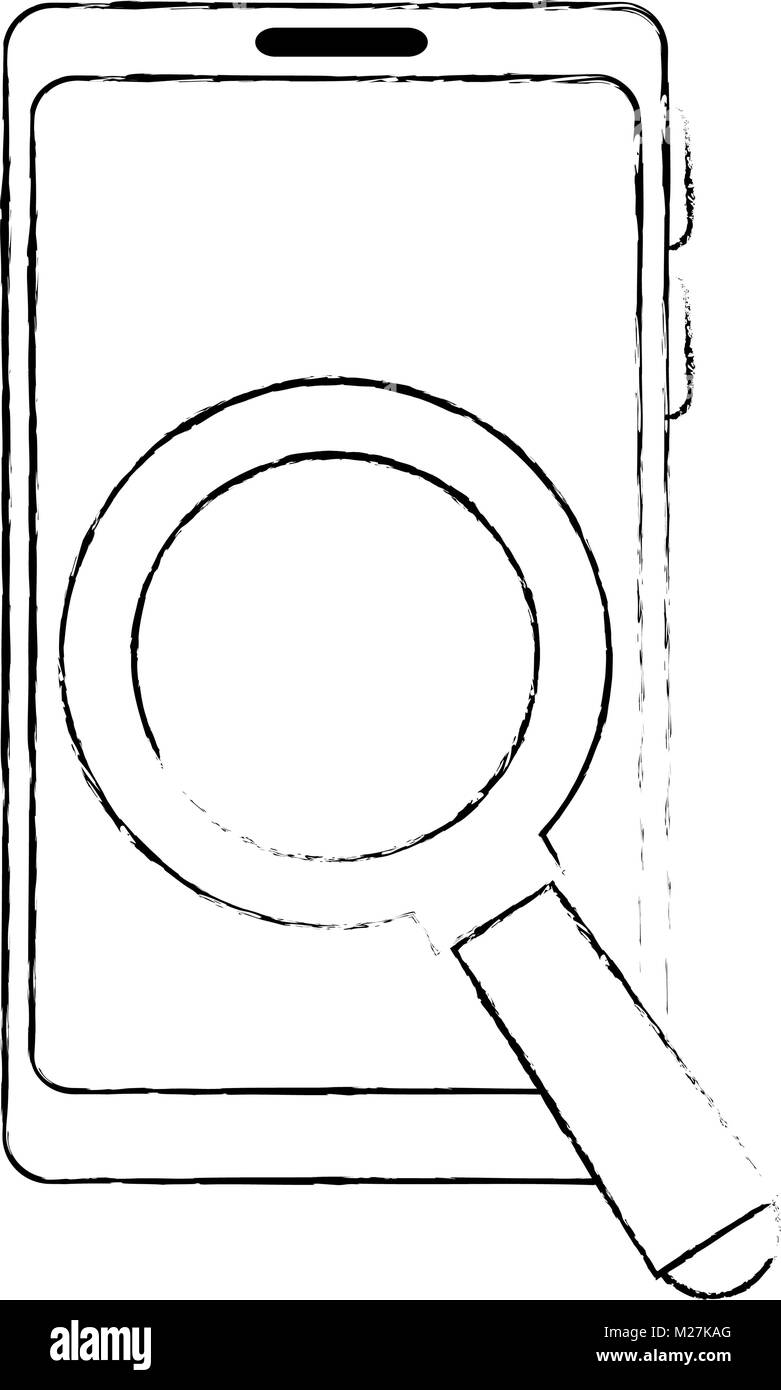 smartphone device with magnifying glass Stock Vector Image & Art - Alamy