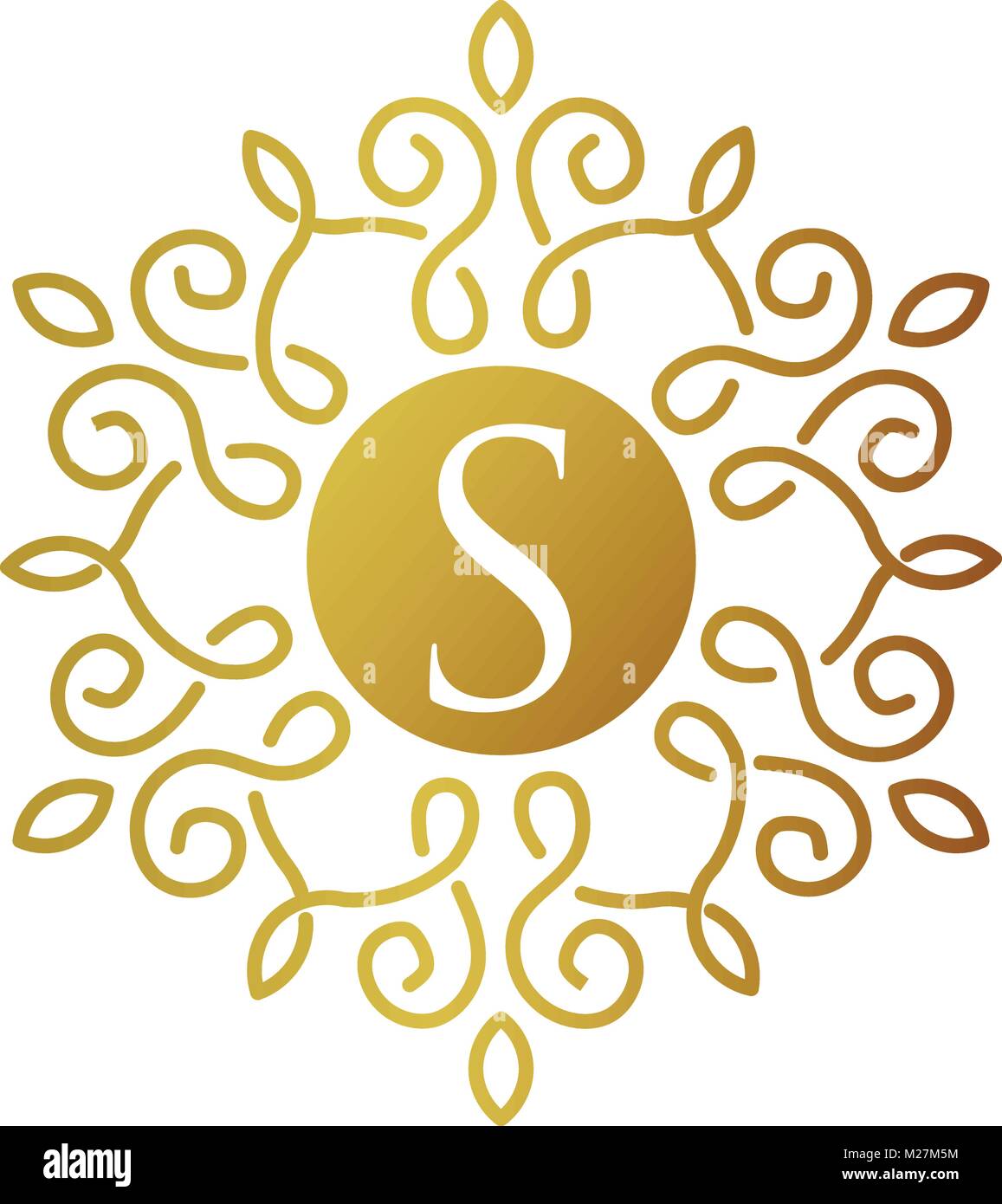 modern and luxury vector elegant letter S with gold frame  design Stock Vector