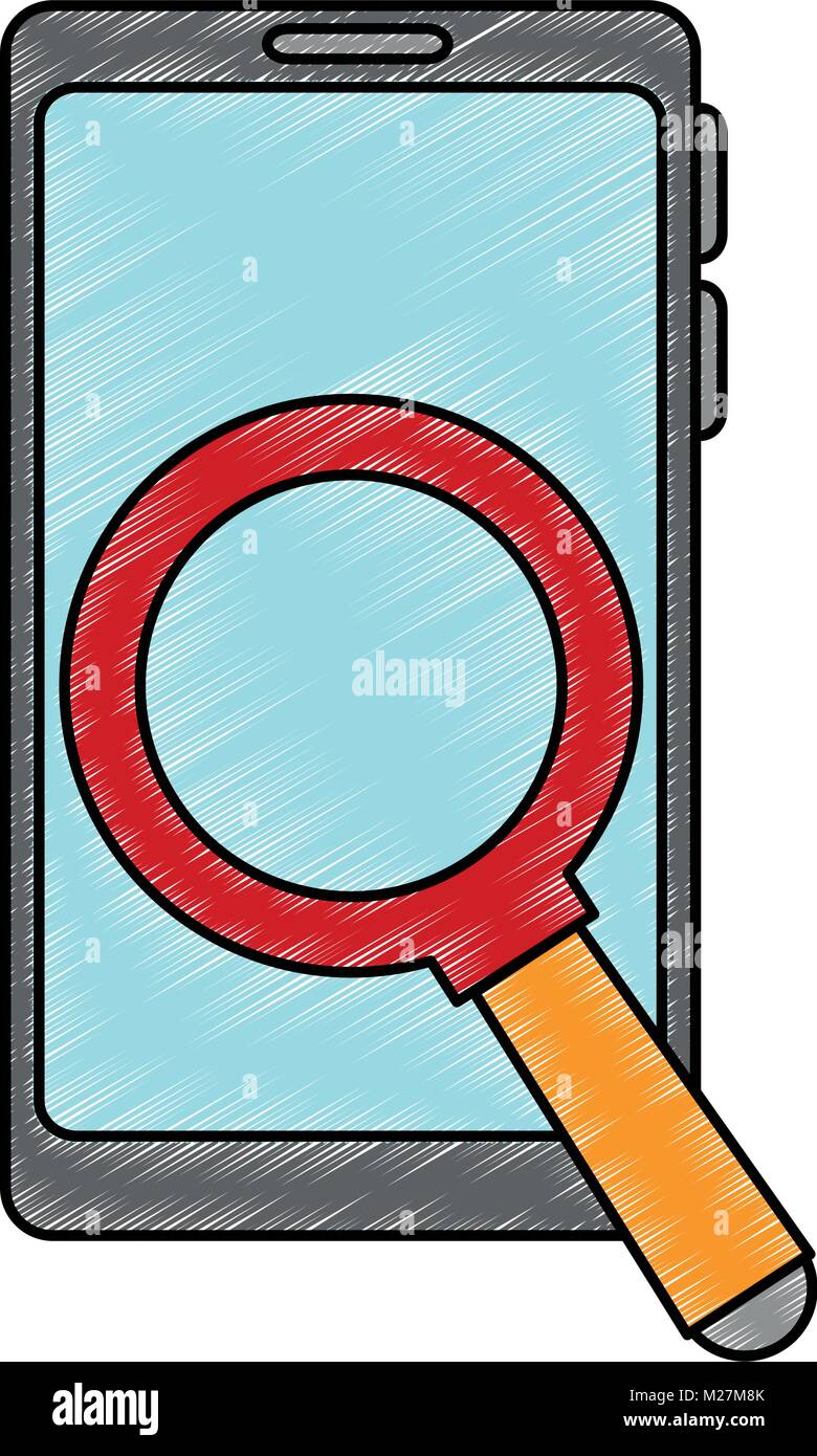 smartphone device with magnifying glass Stock Vector Image & Art - Alamy