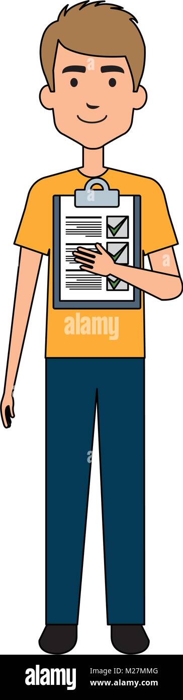 delivery worker with checklist avatar character Stock Vector Image ...