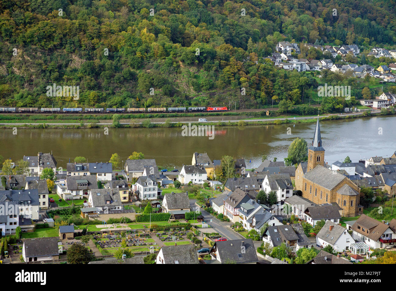 The wine village Alken at Moselle river, Rhineland-Palatinate, Germany, Europe Stock Photo