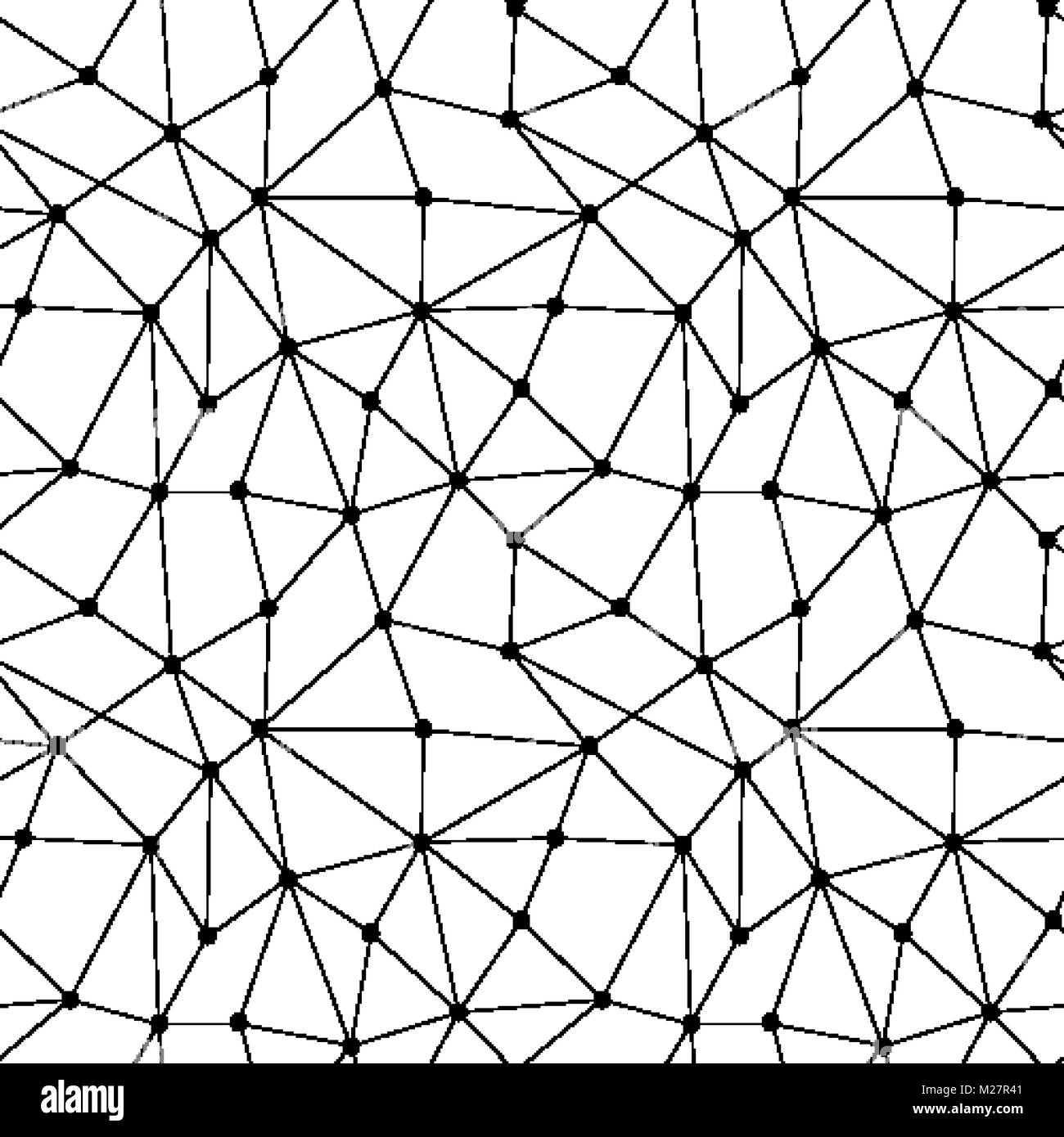 Abstract geometric dotted seamless pattern. Vector black dots and lines ...
